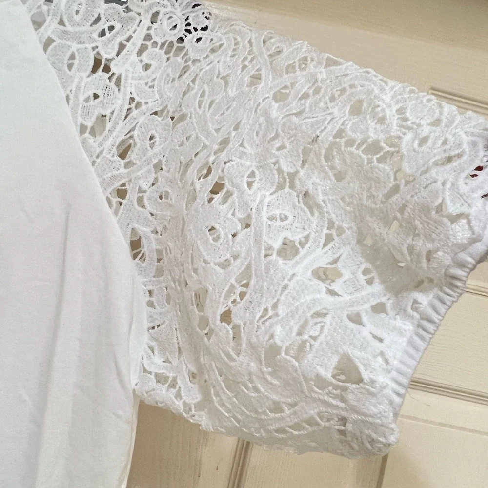 Anthropologie Dolan Puff Sleeve White Blouse Top Size Medium Chic Stylist